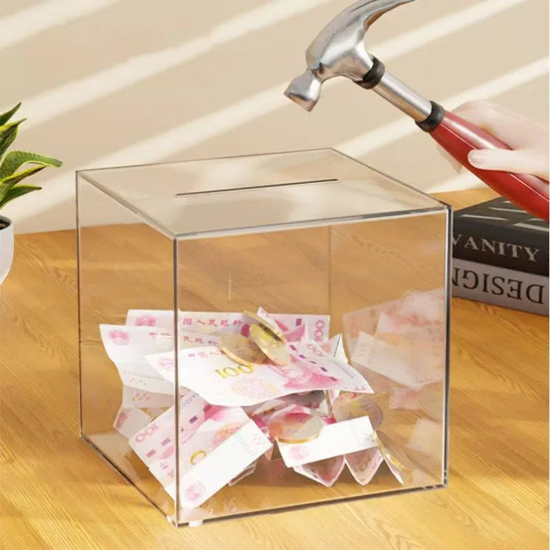 Personalized customized name transparent piggy bank, thickened acrylic material piggy bank