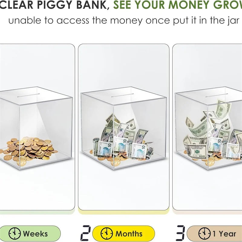 Personalized customized name transparent piggy bank, thickened acrylic material piggy bank