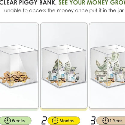 Personalized customized name transparent piggy bank, thickened acrylic material piggy bank