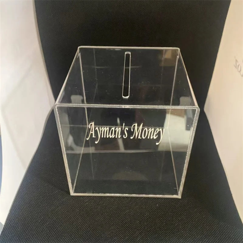 Personalized customized name transparent piggy bank, thickened acrylic material piggy bank