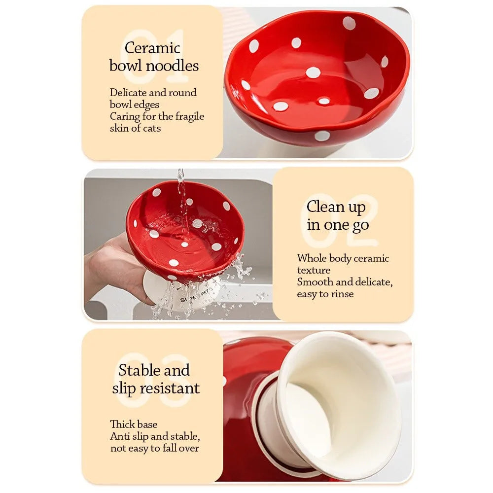 Mushroom Anti-knockover Pet Food Bowl
