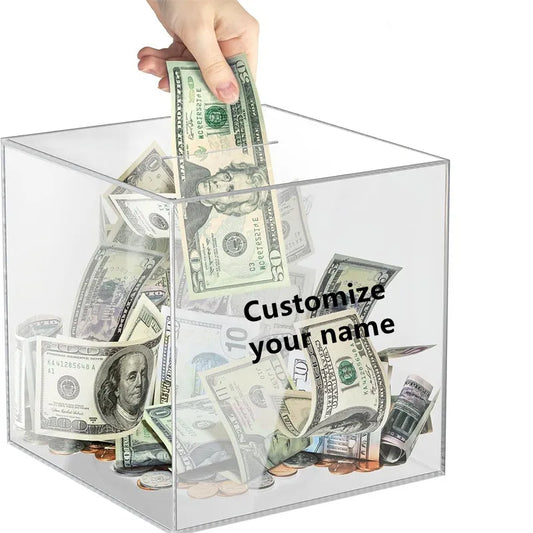 Personalized customized name transparent piggy bank, thickened acrylic material piggy bank